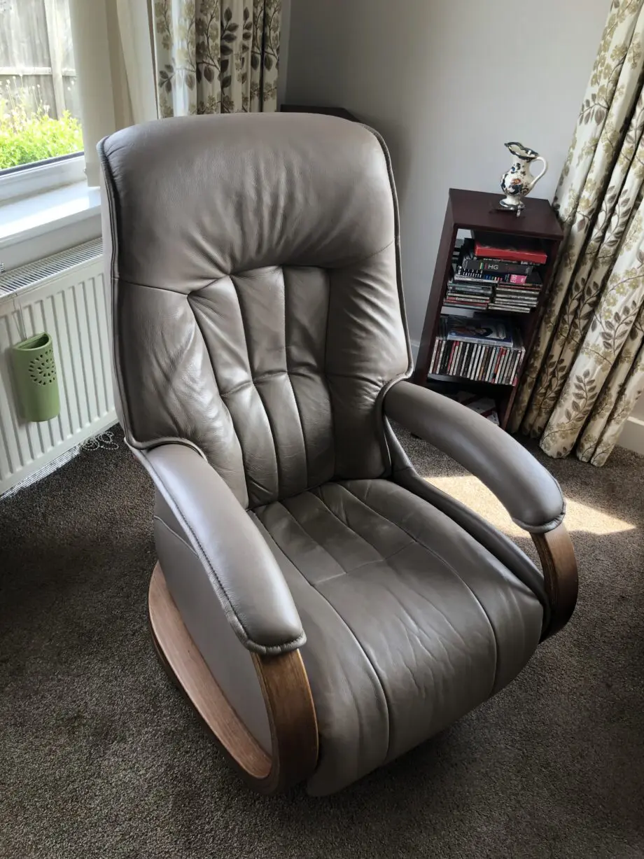 Himolla leather and wood 3 piece suite