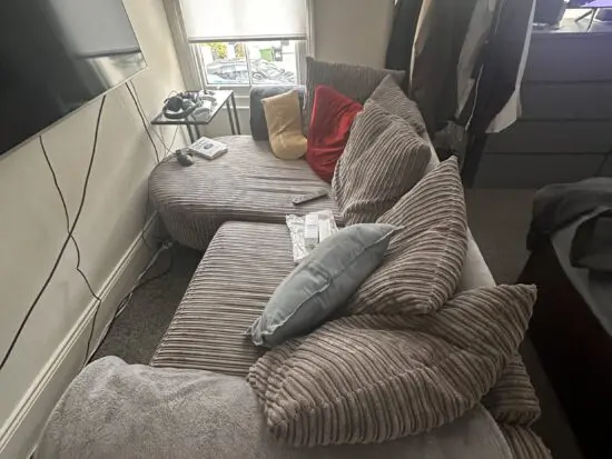 DFS Grey Jumbo Corded Sofa