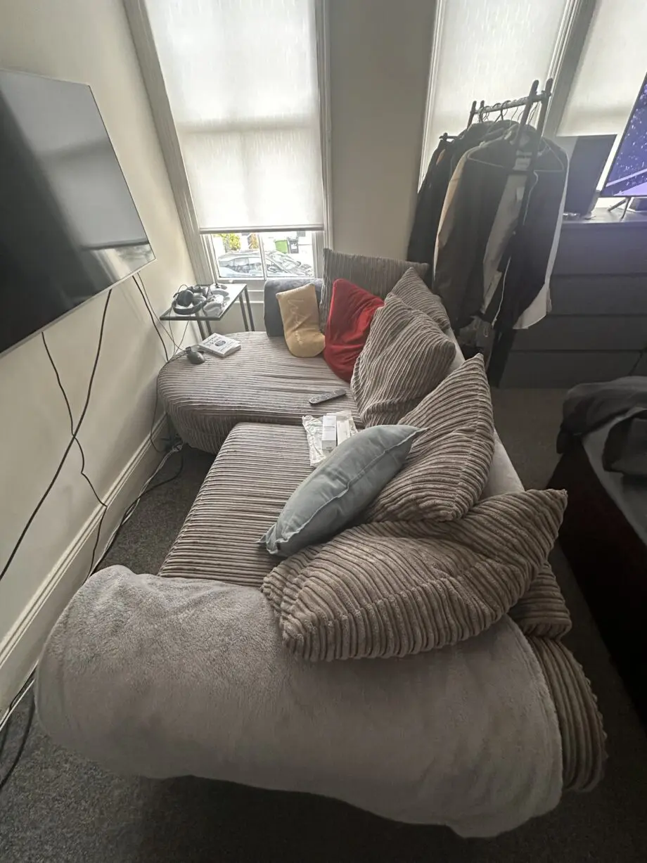DFS Grey Jumbo Corded Sofa
