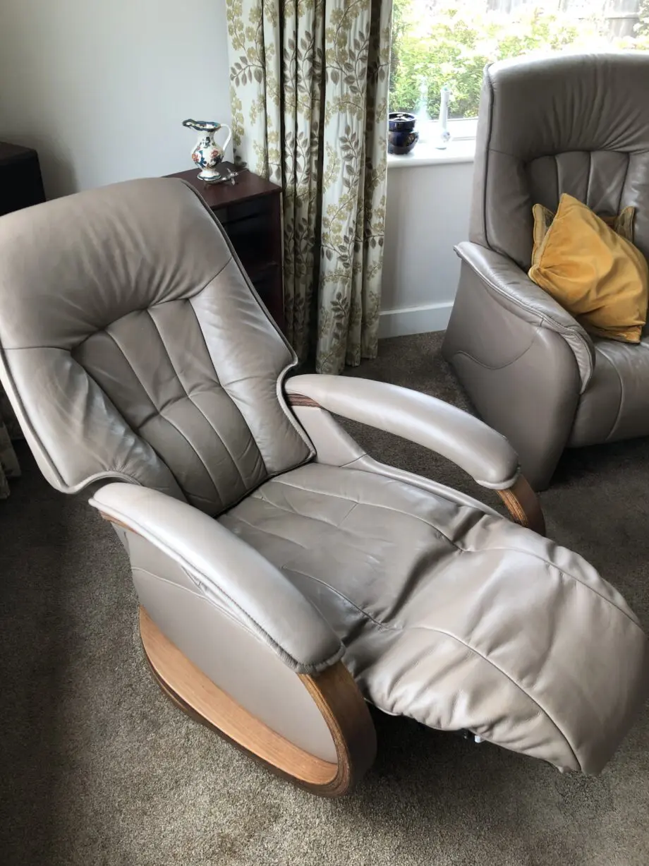 Himolla leather and wood 3 piece suite