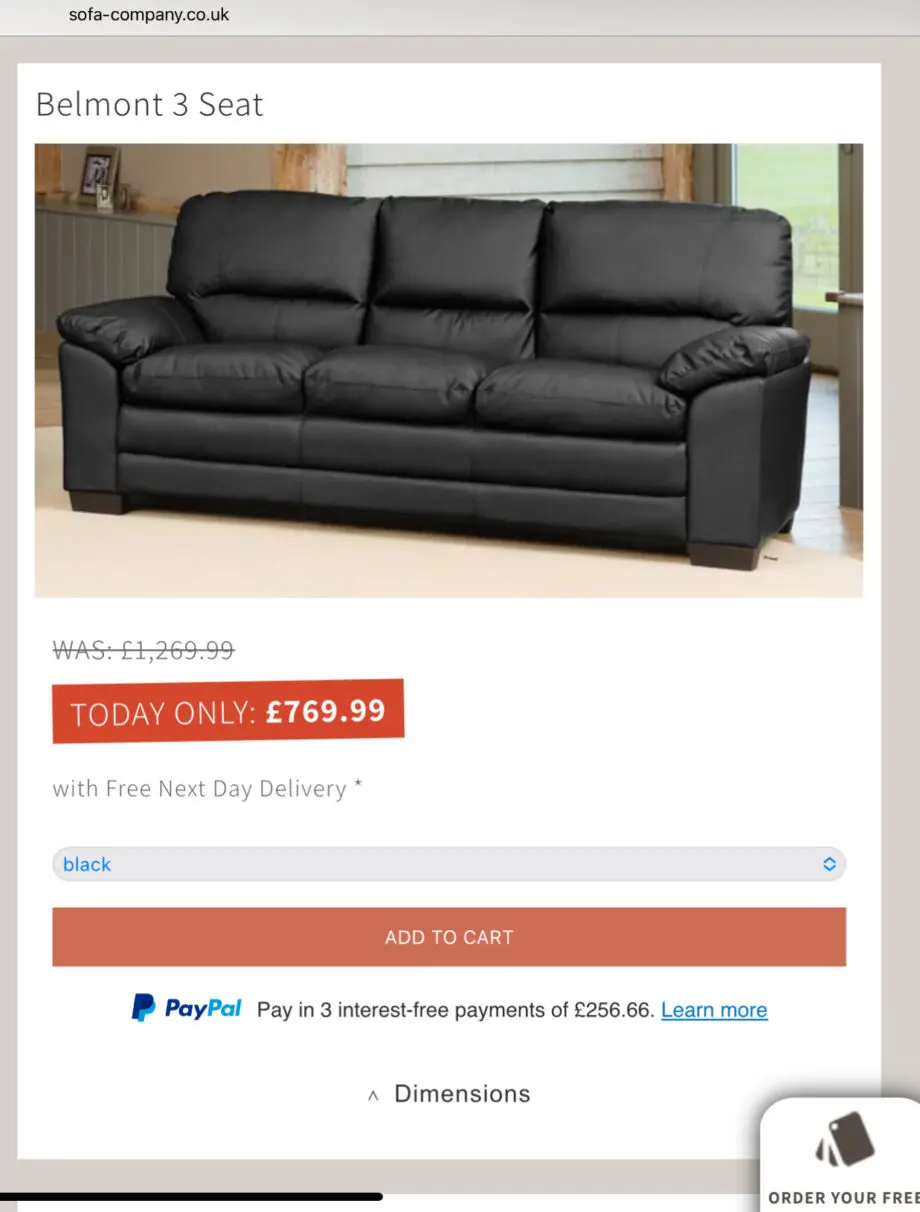 Belmont 3 seater leather sofa brand new in box
