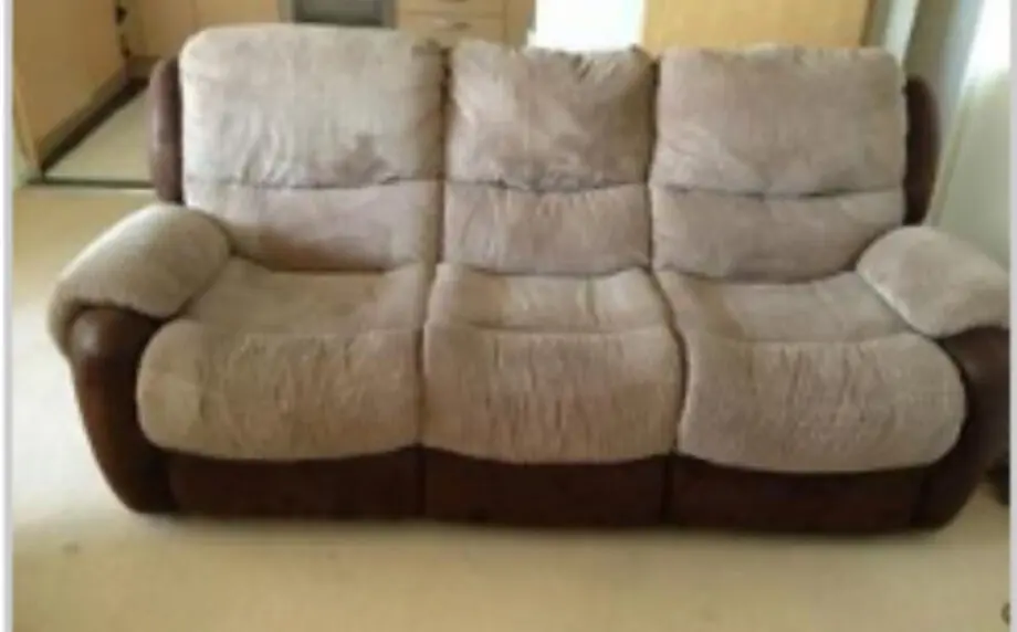 Recliner sofa 3 seats Brown bege fabric