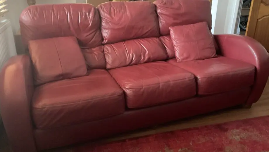 Sofas by Saxon- Milano Wine Leather -Boston 3 seater and 2 seater sofa