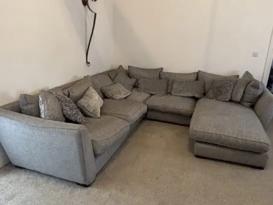 Corner sofa, loveseat and footstall