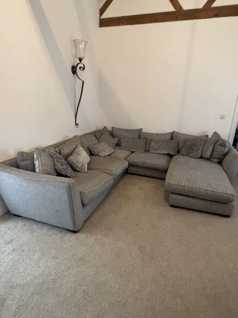 Corner sofa, loveseat and footstall