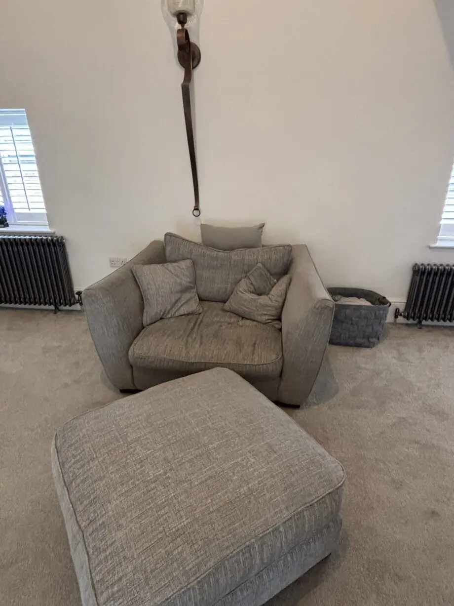 Corner sofa, loveseat and footstall