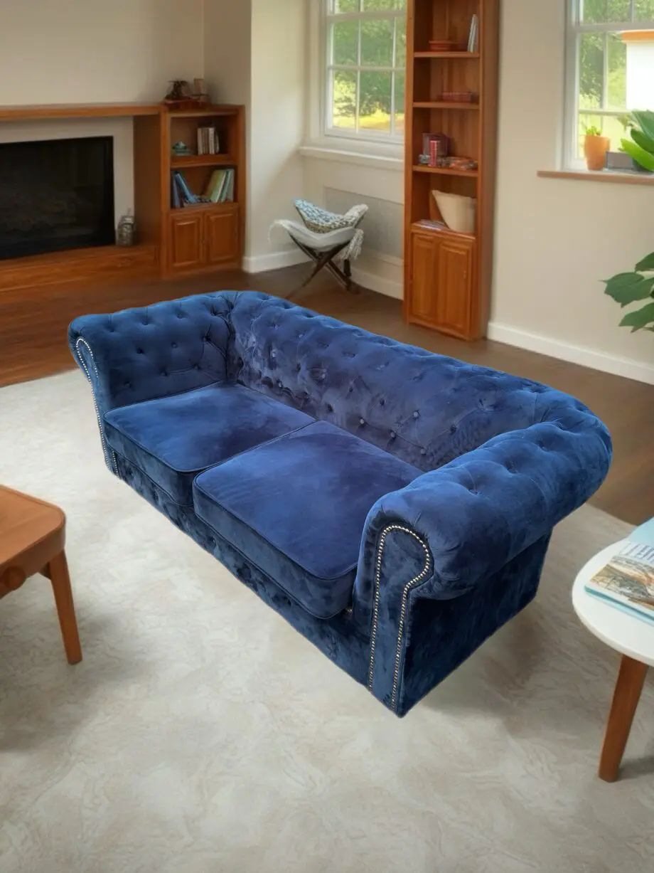 Elegant Navy Blue Chesterfield Sofa