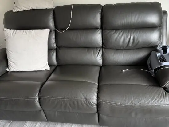 3/2 grey leather electric recliner