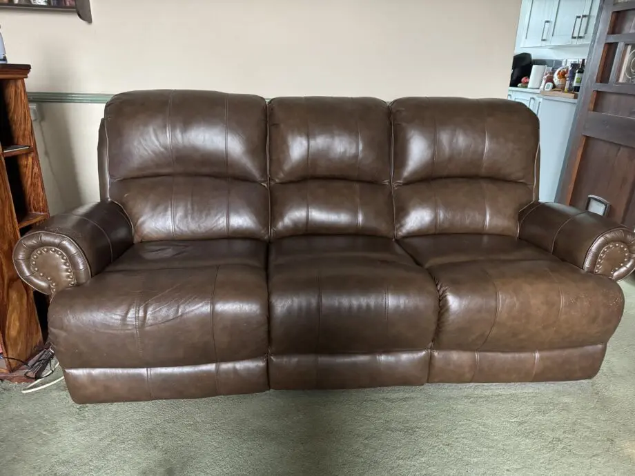 Furniture World, Brown, 3 Seater leather settee