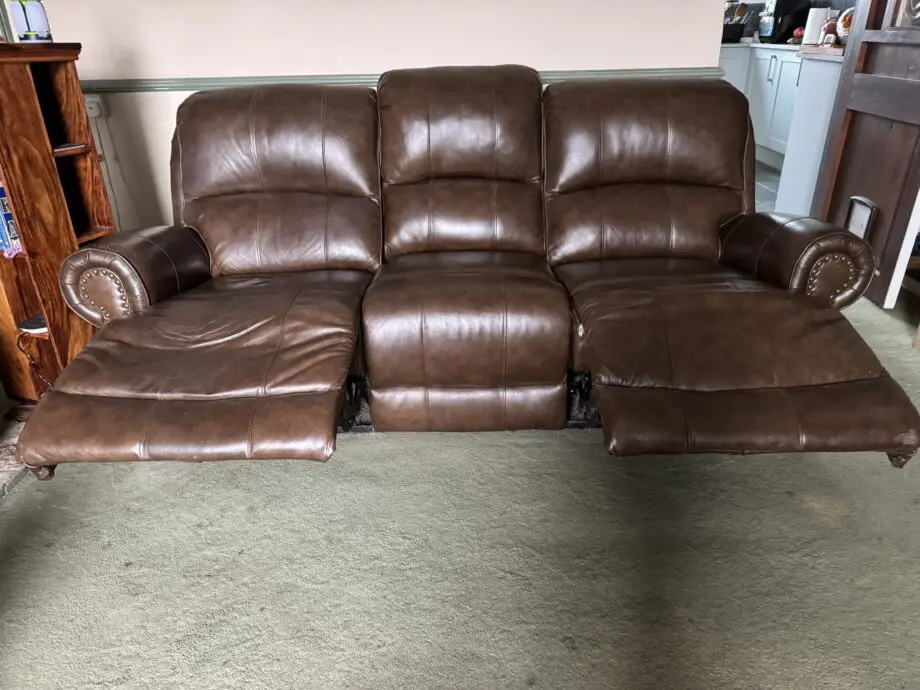 Furniture World, Brown, 3 Seater leather settee