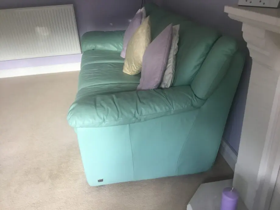 Two ‘Land of Leather’ green matching Italian leather 3 seater sofas