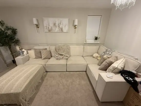 Dusk Ivory Brooklyn Large Corner Sofa + Footstool