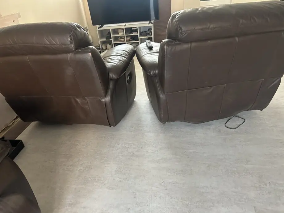 Brown Leather Recliner Sofa And Armchair Set
