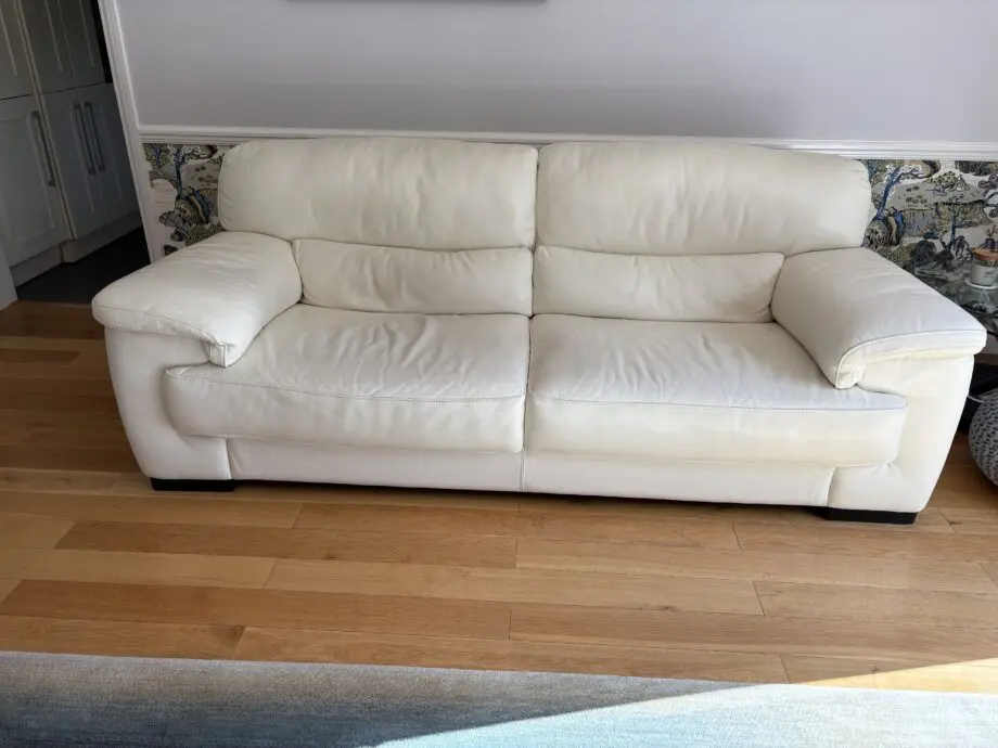 cream leather 3 seater sofa