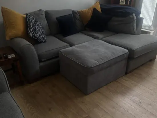 Next Grey corner sofa, arm chair and foot rest