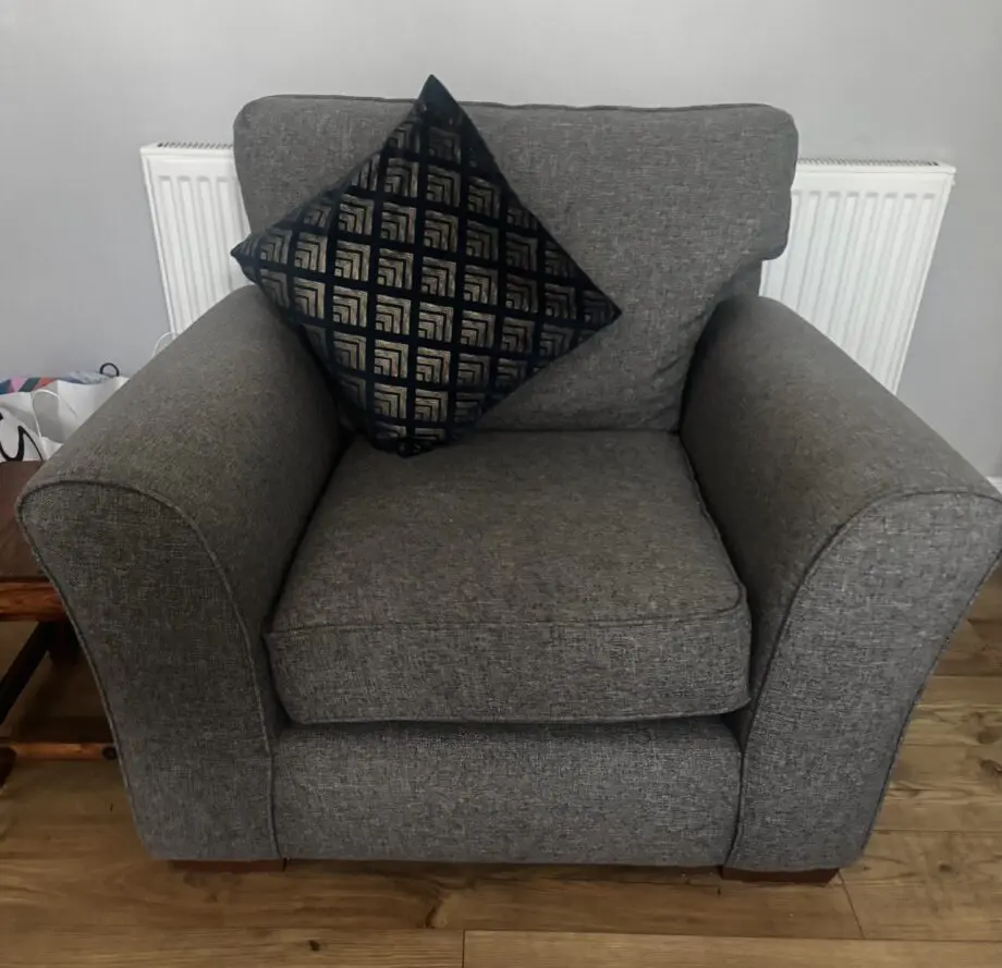Next Grey corner sofa, arm chair and foot rest