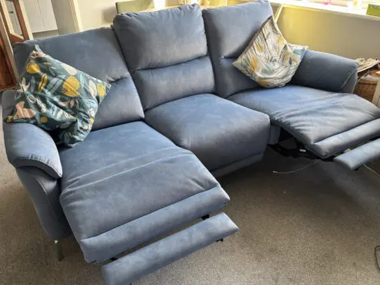 Furniture village Daytona power recliner blue Dexter wave