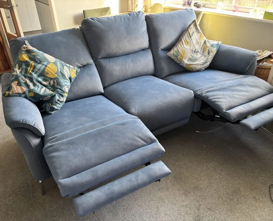 Furniture village Daytona power recliner blue Dexter wave