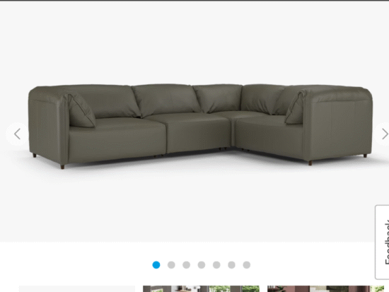 Less than 2 months old Sofology Tessuto Leather 3 seater Corner in Trusty Matt Chocolate