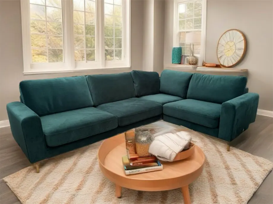 Brand new SNUG Green Velvet Corner Sofa
