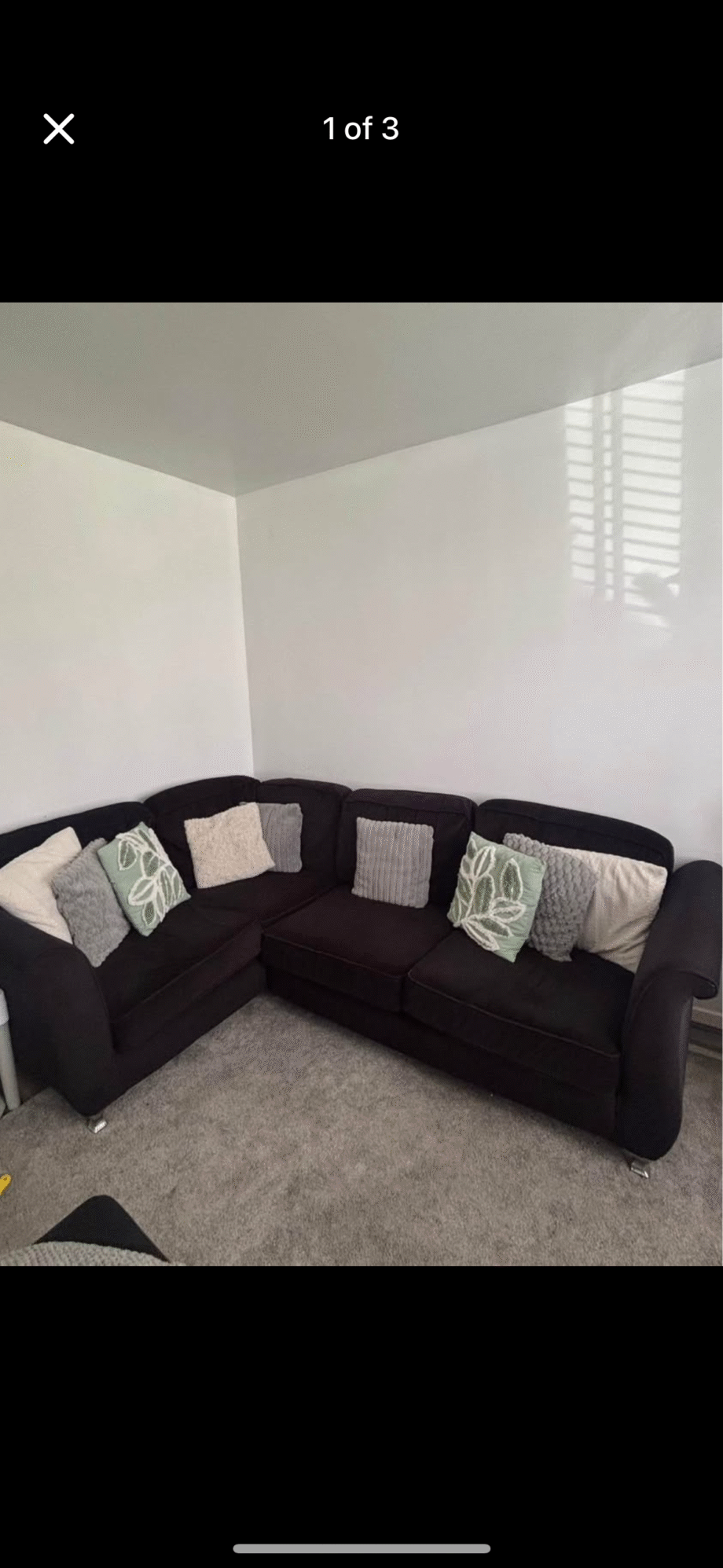 Scs black plush velvet corner sofa