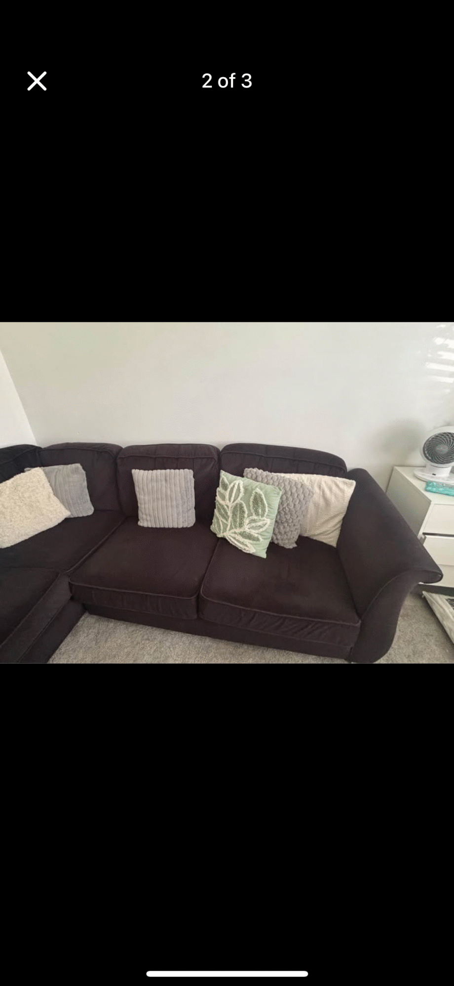 Scs black plush velvet corner sofa