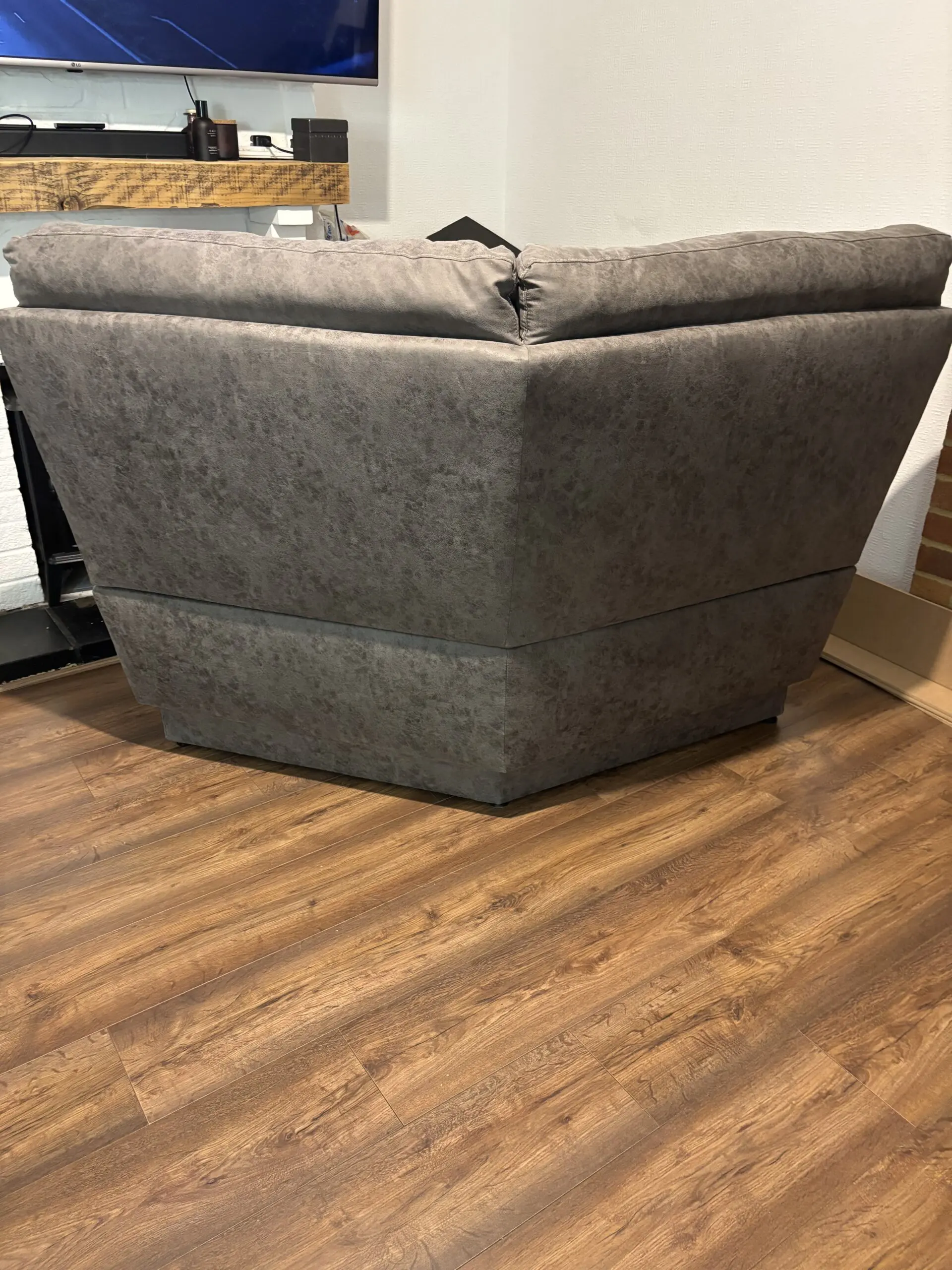 SCS Alexandra sofa set (double manual recliner corner sofa/ manual reclining chair) in colour slate grey