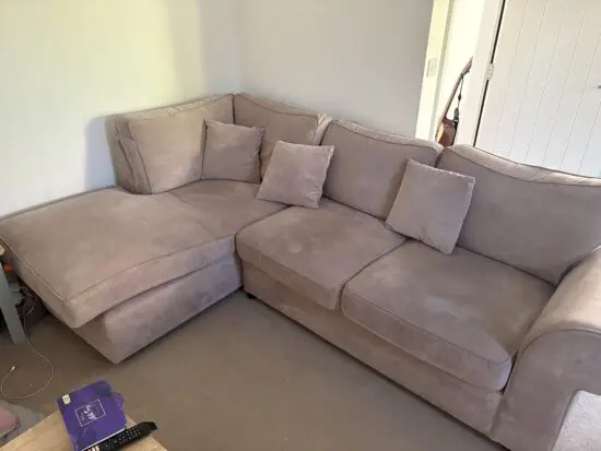 VERY blush pink corner sofa & arm chair