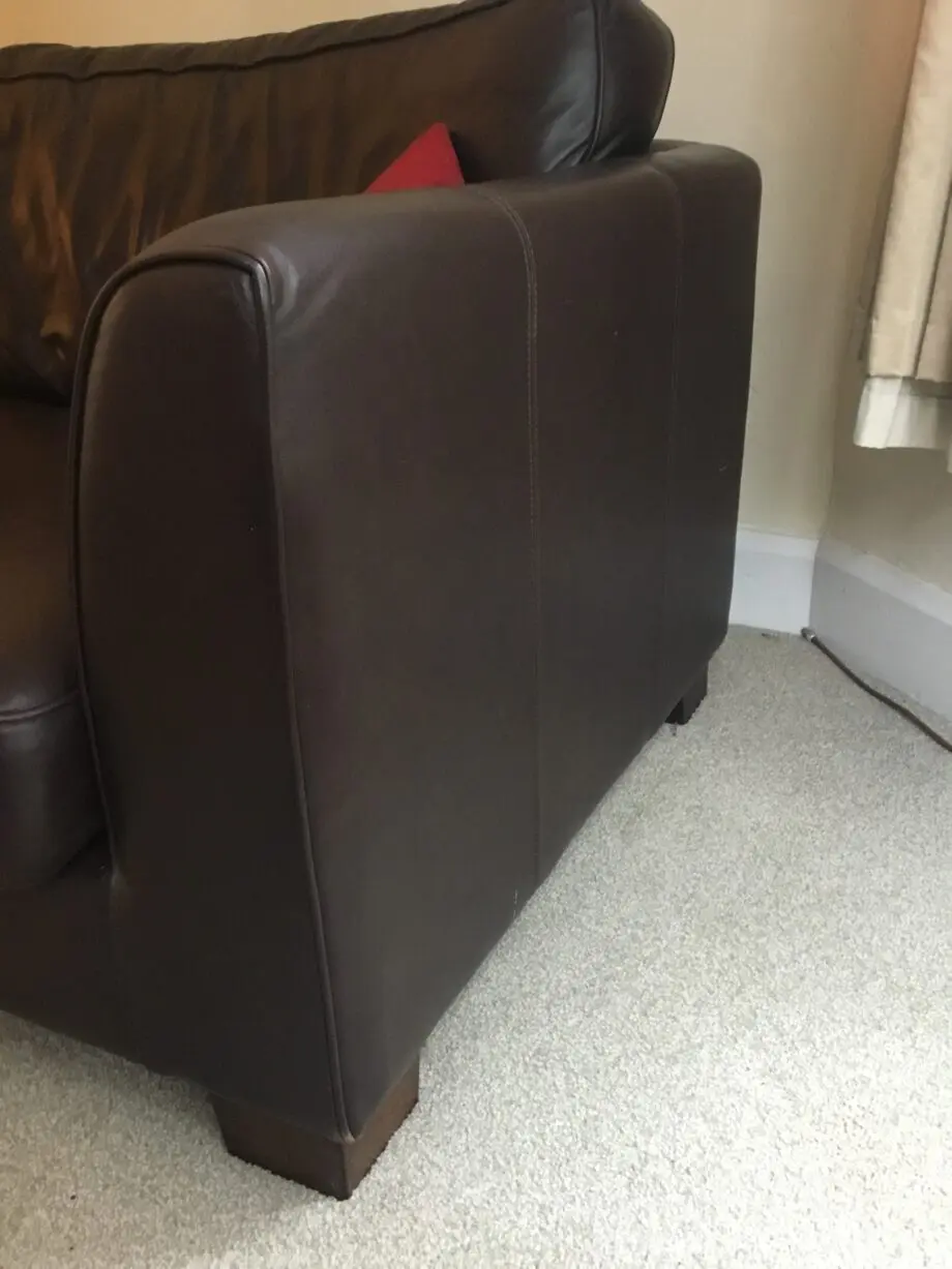 DFS dark brown leather sofa