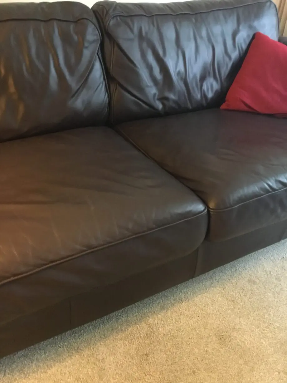 DFS dark brown leather sofa
