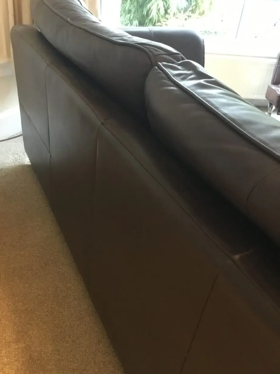 DFS dark brown leather sofa