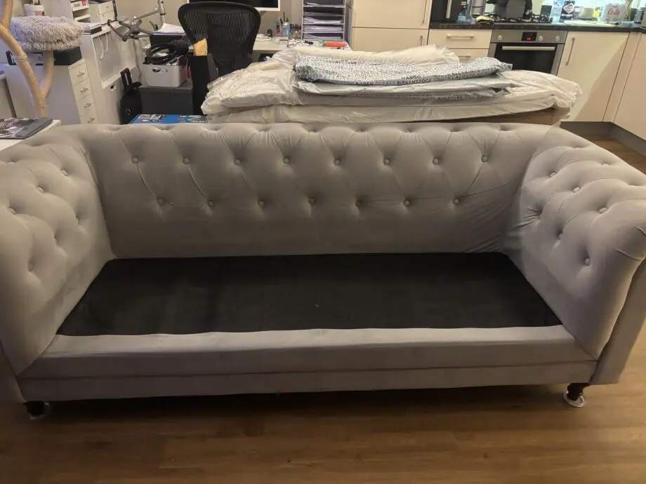 Habitat Light Grey Chesterfield 3 Seater Sofa