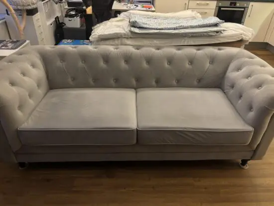 Habitat Light Grey Chesterfield 3 Seater Sofa