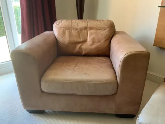 John Lewis Africa Leather Armchair and Storage Footstool