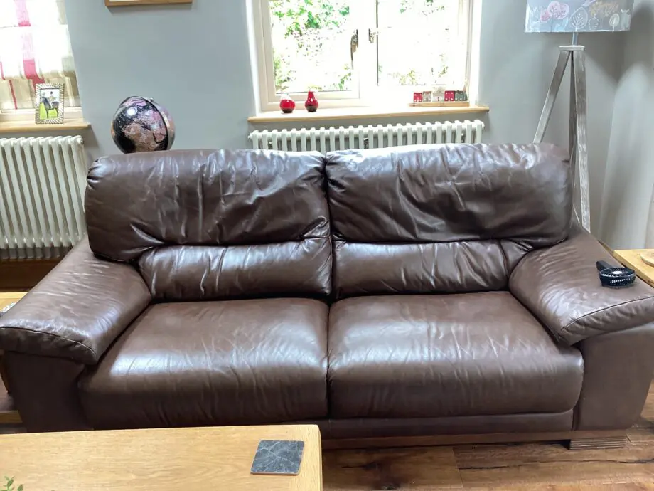 Dark Brown leather Sofa 2 & 3 Seater With Reclining Matching Arm Chair