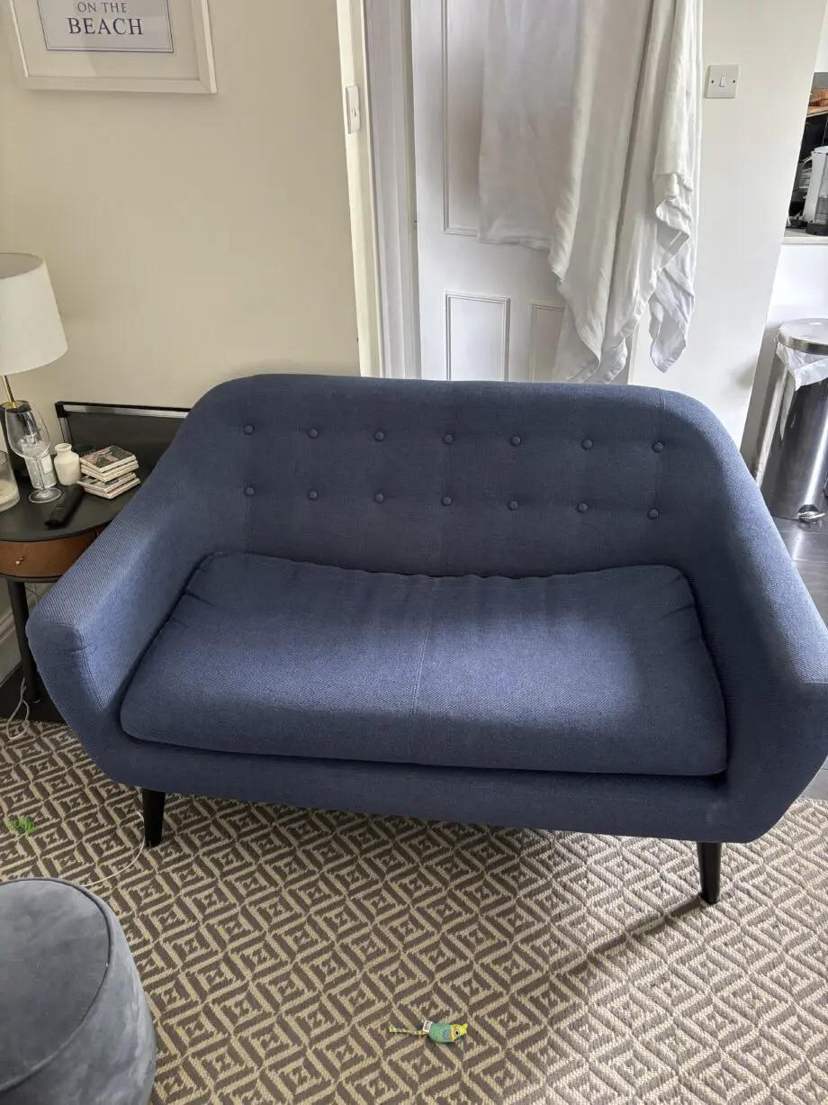 Made Dark Blue 2 seater sofa with black legs