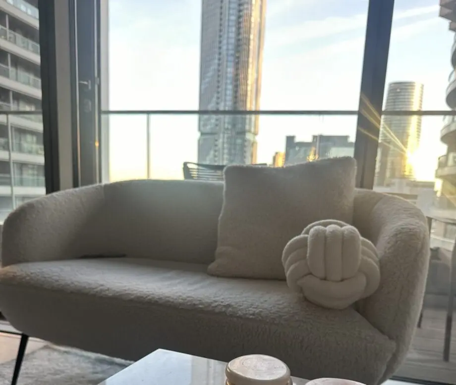 White Boucle Sofa