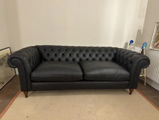 John Lewis Cromwell Grand 4 John Lewis , Cromwell Grand Seater Leather Sofa, Light Leg, Matt Black