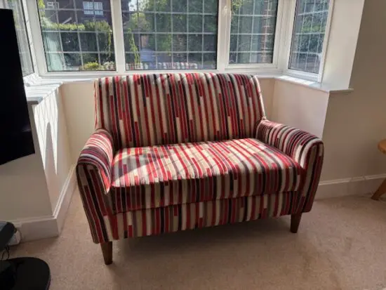 John Lewis multi striped velour two seater sofa