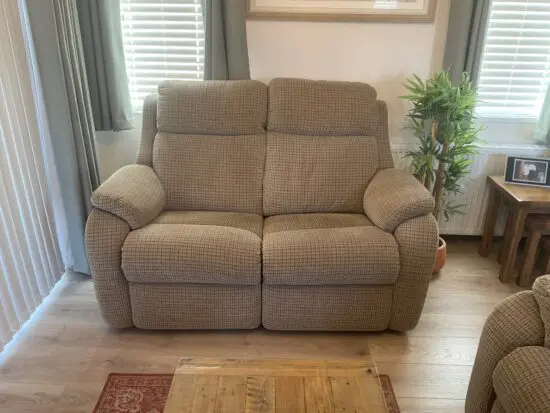 G PLAN Kingsbury 2 X 2 SEATER FABRIC SOFAS 1 POWER RECLINER WITH LUMBER SUPPORT1 SOFA