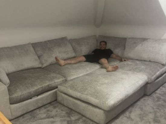Grey l shape sofa foot stool