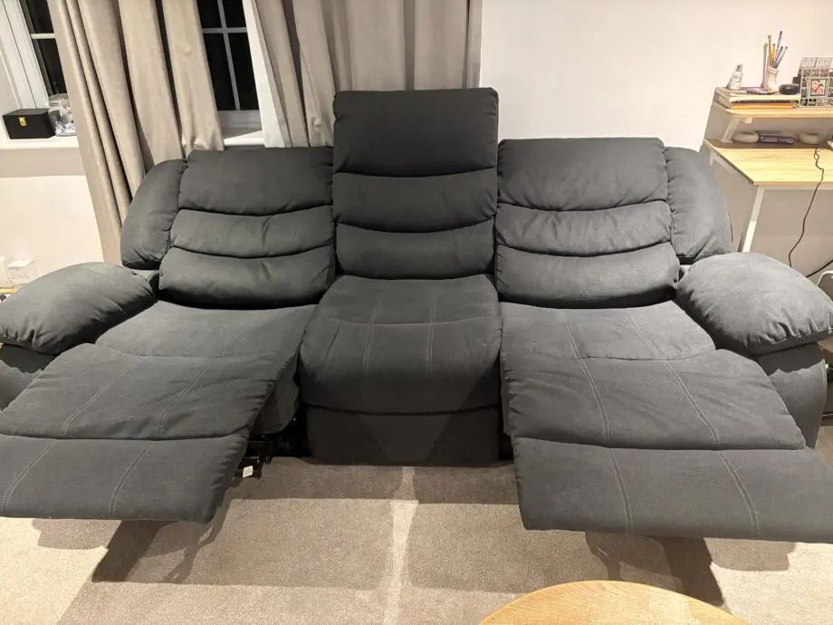 Grey electric recliner sofa