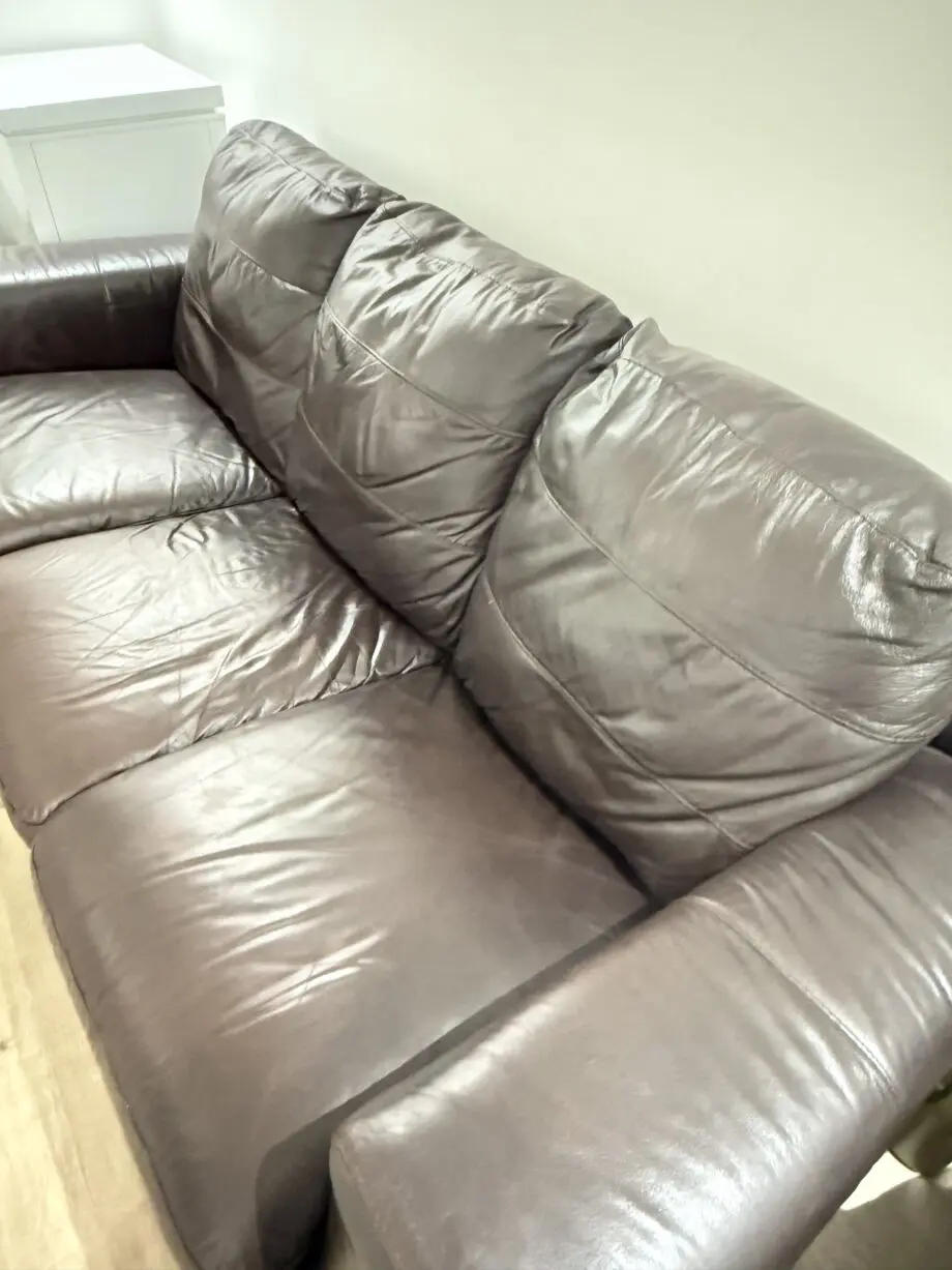 3 Seater, Brown Leather Sofa