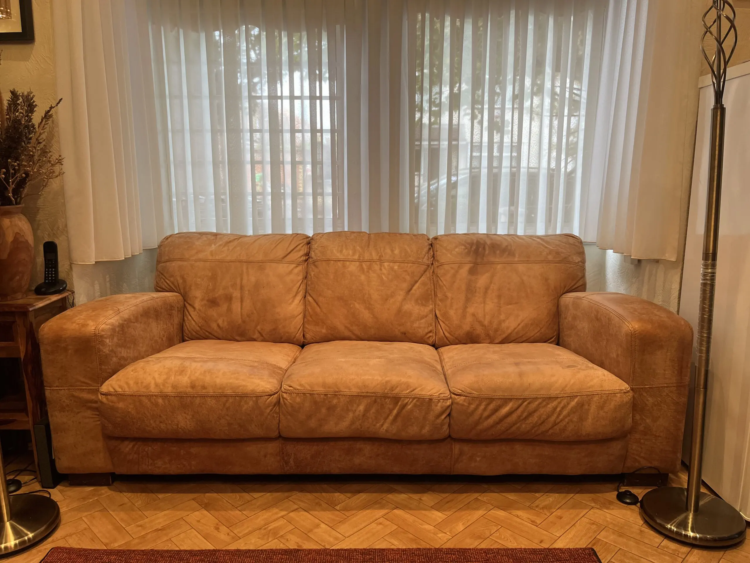 DFS tan (thor) sofa 3 seater sofa and 2 armchairs