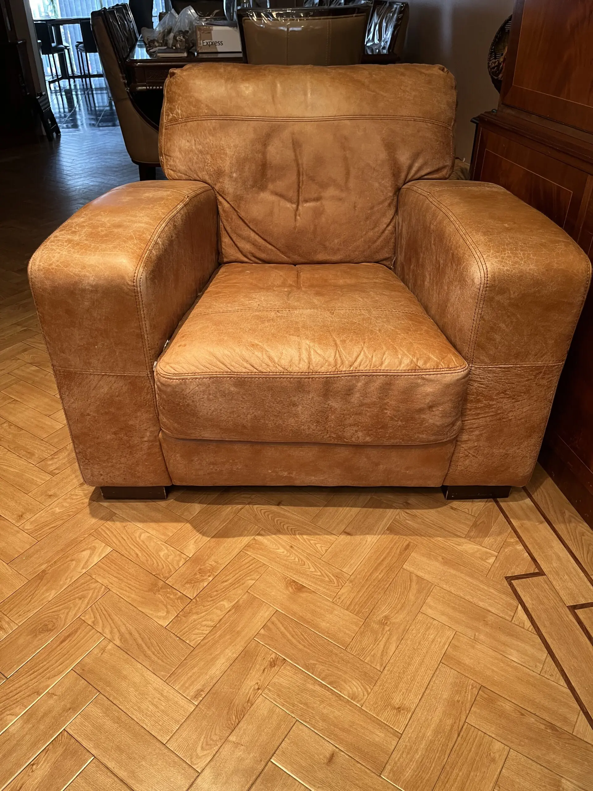 DFS tan (thor) sofa 3 seater sofa and 2 armchairs