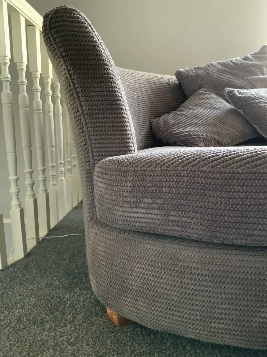 DFS Grey Cuddle Sofa with Footstool.