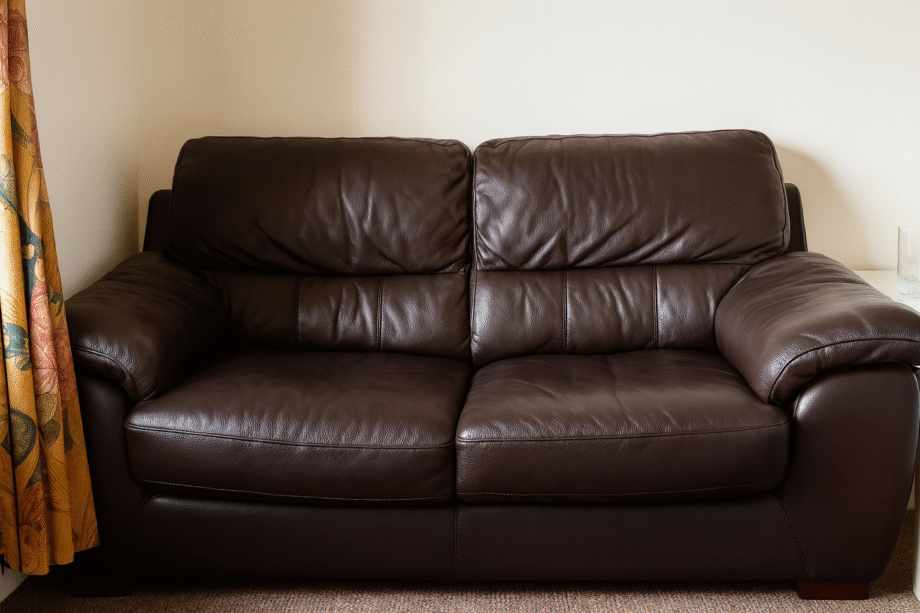 Dark Brown Leather 2-Seater Sofa
