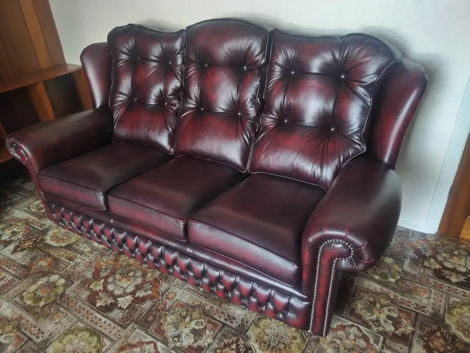 Leather sofa - soringvale leather with chair and stool