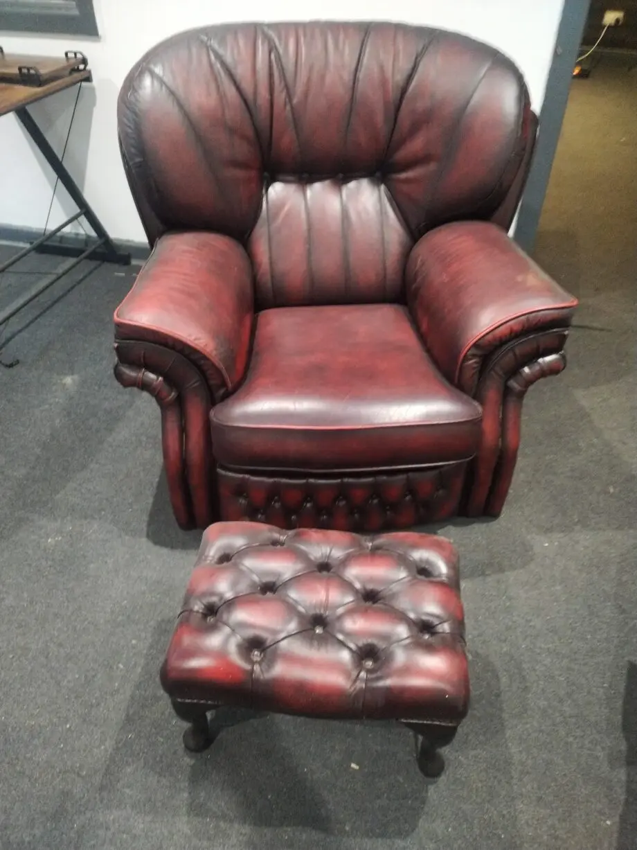 Leather sofa - soringvale leather with chair and stool