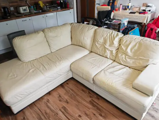 Harvey cream leather corner sofa
